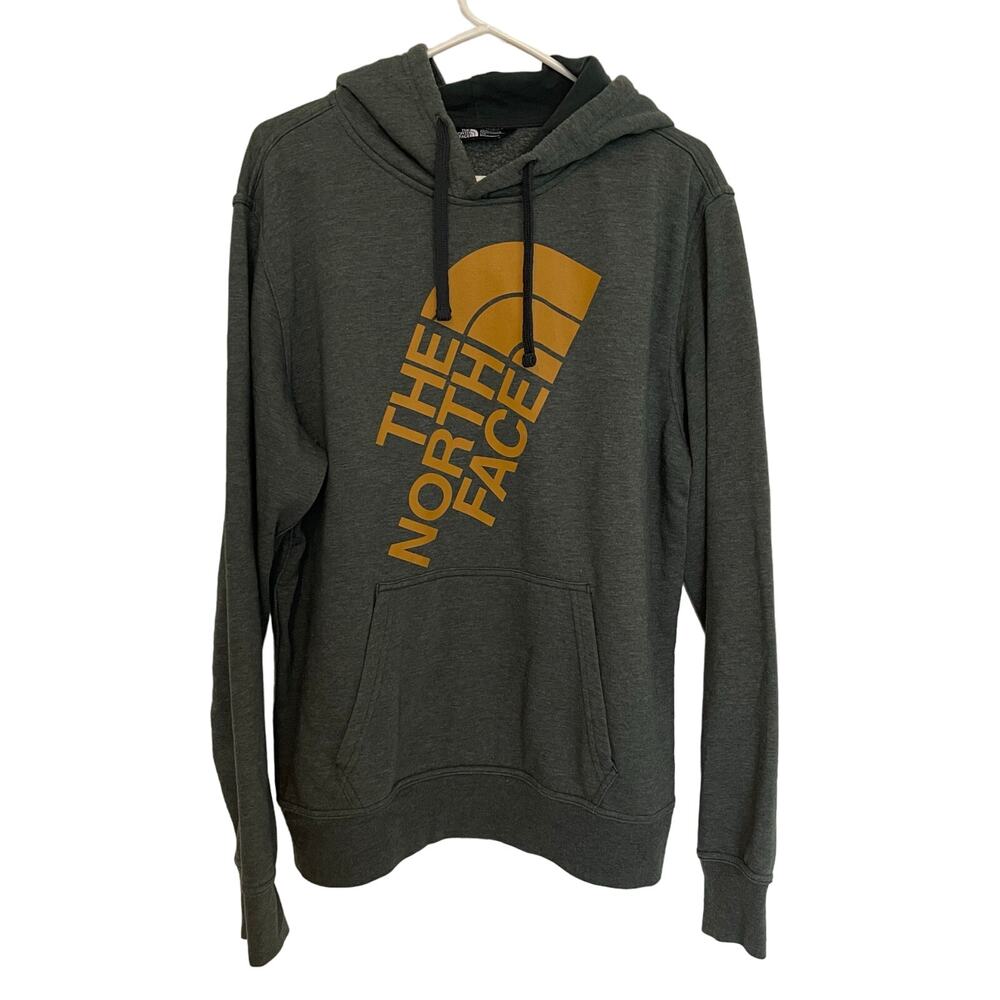 The North Face Men's Green Mustard Yellow Cototn Blend Hoodie Sweatshirt Large